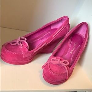 Pink Suede Sperry Jeffrey Wedges